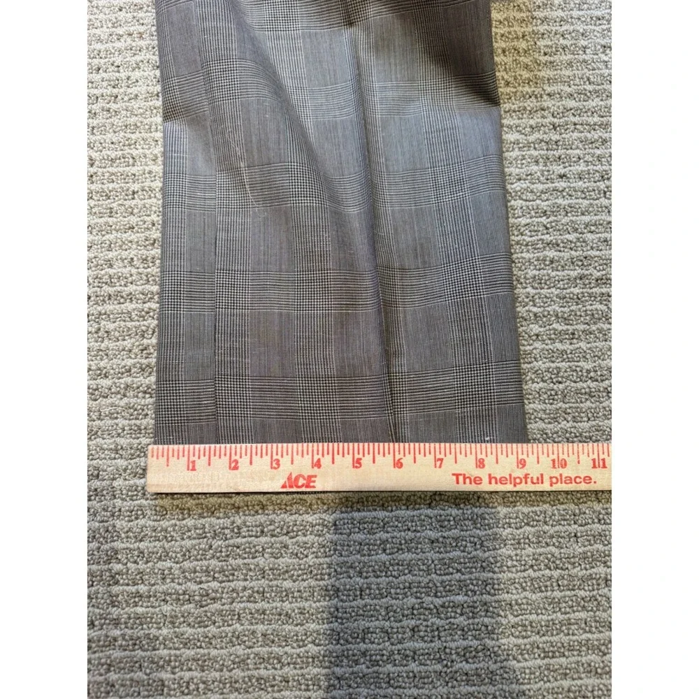 Hickey Freeman Barneys New York Wool‎ Silk Suit 2 Pc Gray Glen Plaid 44R Custom
